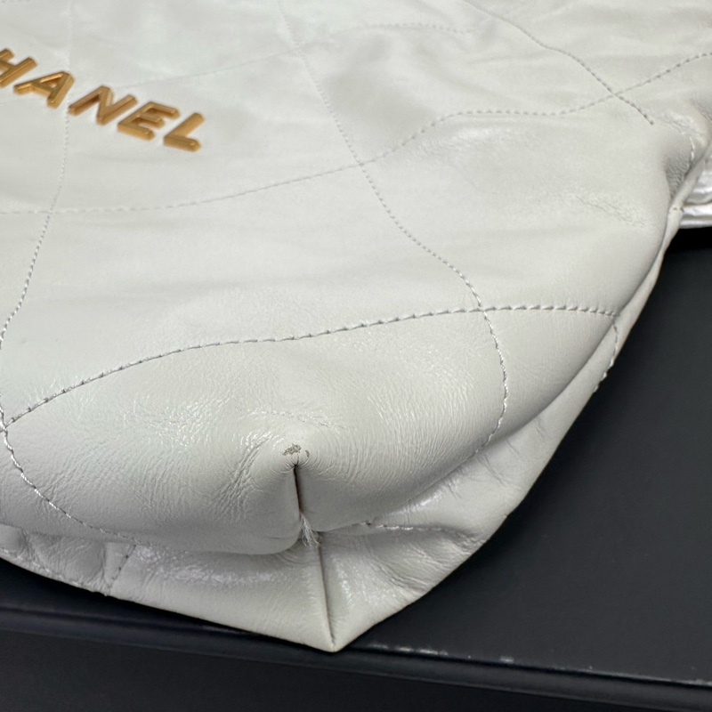 Chanel 22 Small Handbag  流浪包 淺灰、金 （小號）-11