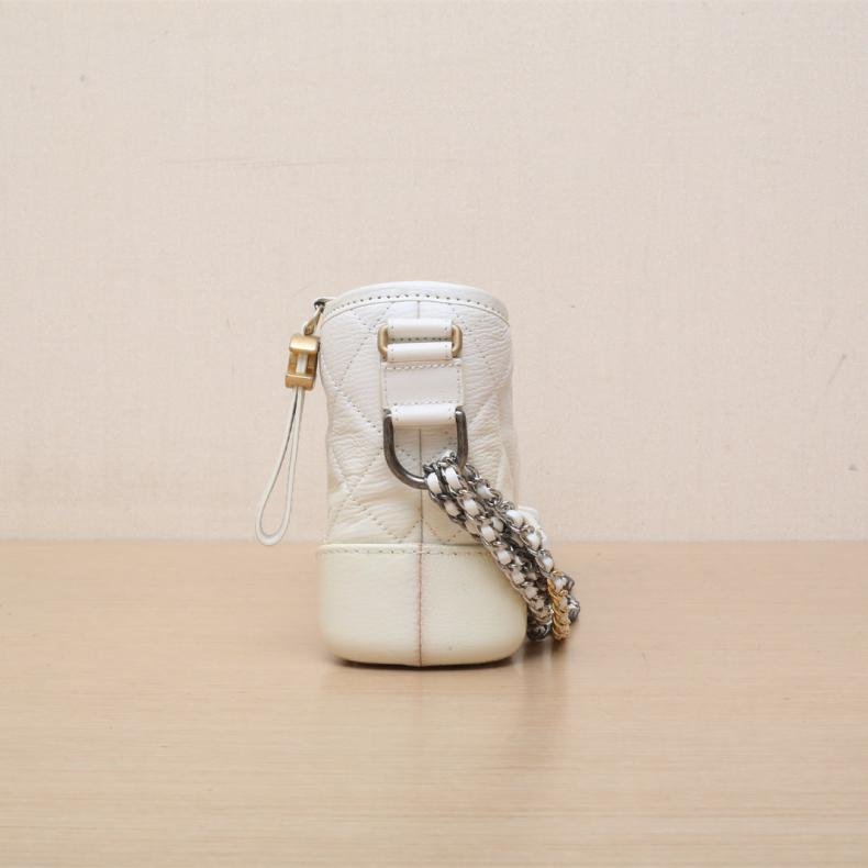 GABRIELLE 流浪 小號 20cm 白色 皮革C 25開 金銀扣-1