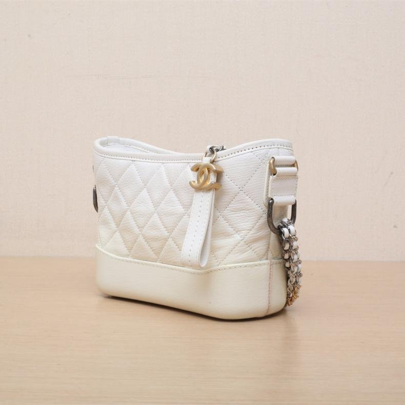 GABRIELLE 流浪 小號 20cm 白色 皮革C 25開 金銀扣-3