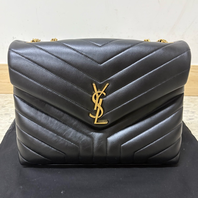 Yves Saint Laurent 聖羅蘭 YSL LouLou金標Logo 單肩斜背包 大號-0