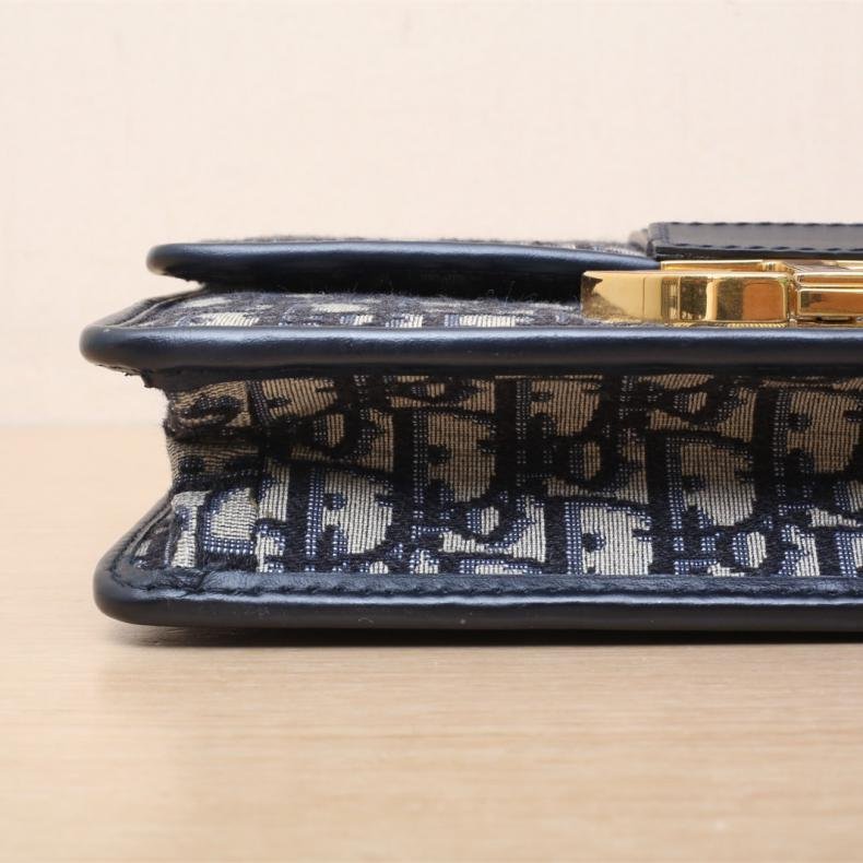 30Montaigne 蒙田 皮肩帶 大號 24拼 藍色 皮革C/帆布 金扣 2019 24 皮革C拼帆布 Oblique印花-3