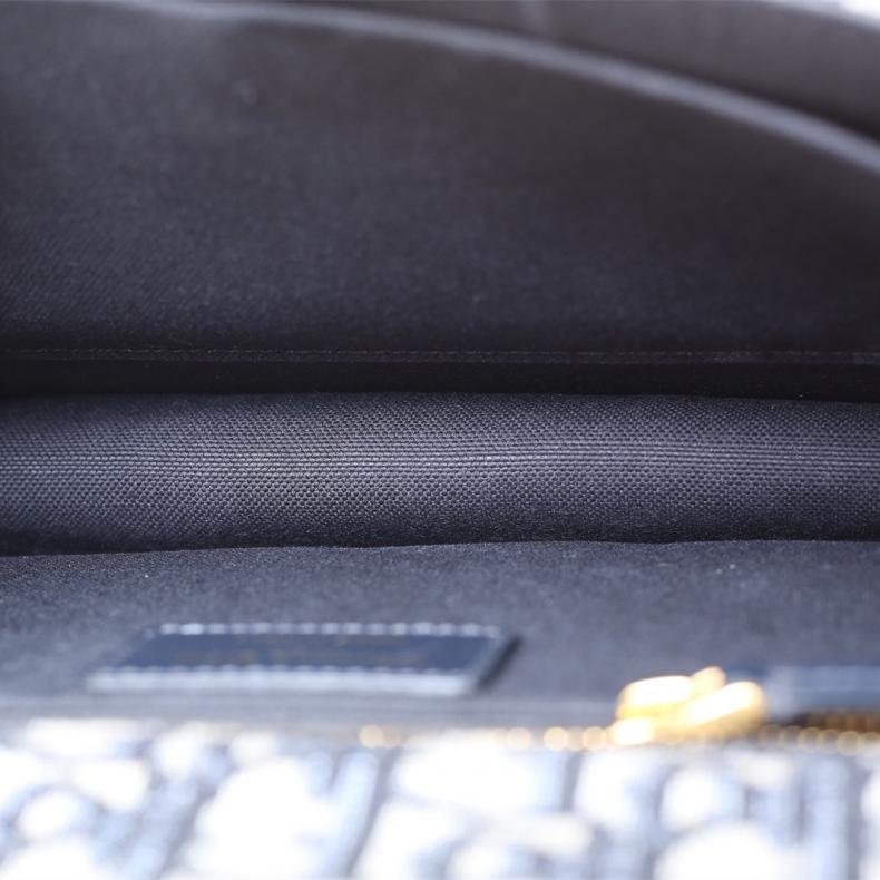 30Montaigne 蒙田 皮肩帶 大號 24拼 藍色 皮革C/帆布 金扣 2019 24 皮革C拼帆布 Oblique印花-5