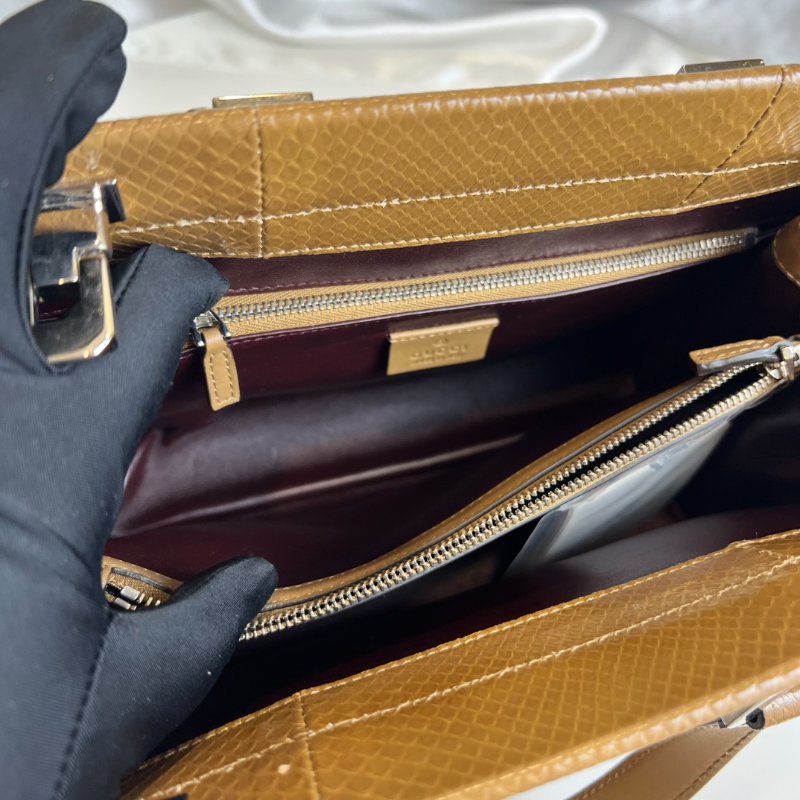 GUCCI 569712 ZUMI棕色蟒蛇皮兩用包-6