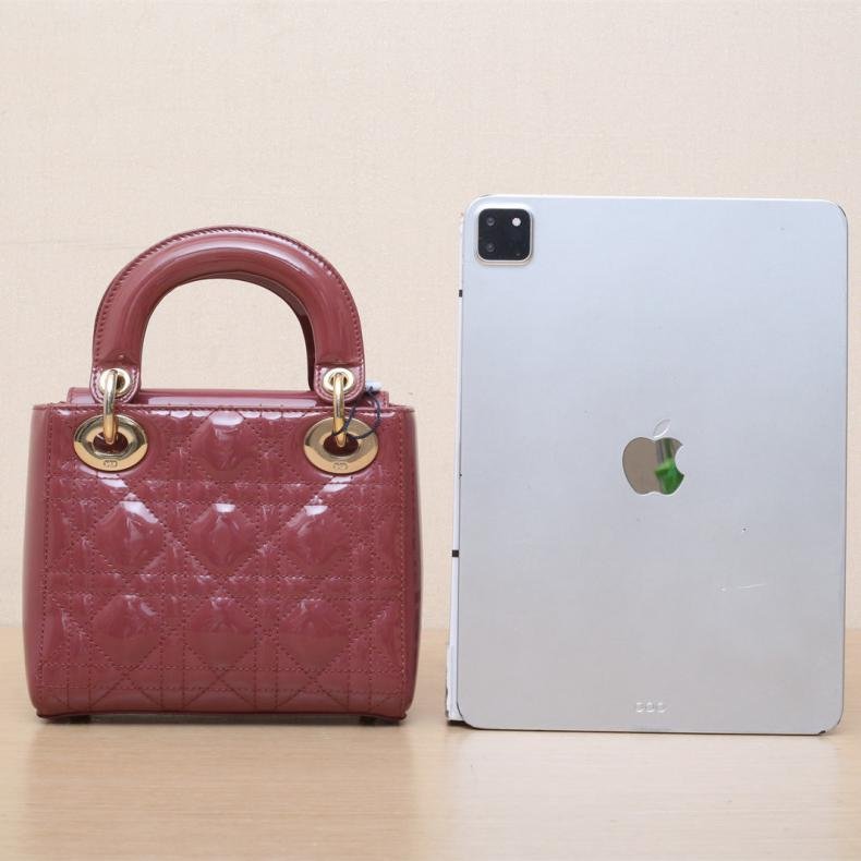Lady Dior 戴妃包 三格 粉色 漆皮 淺金扣 2020-2