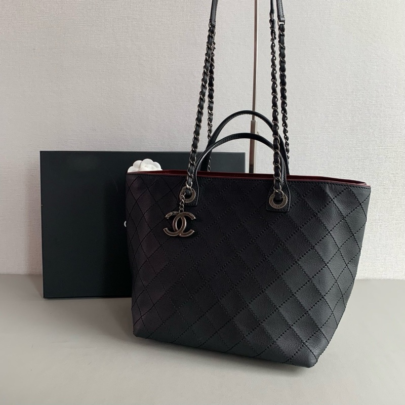 Chanel 黑銀牛皮tote 購物袋🖤-3