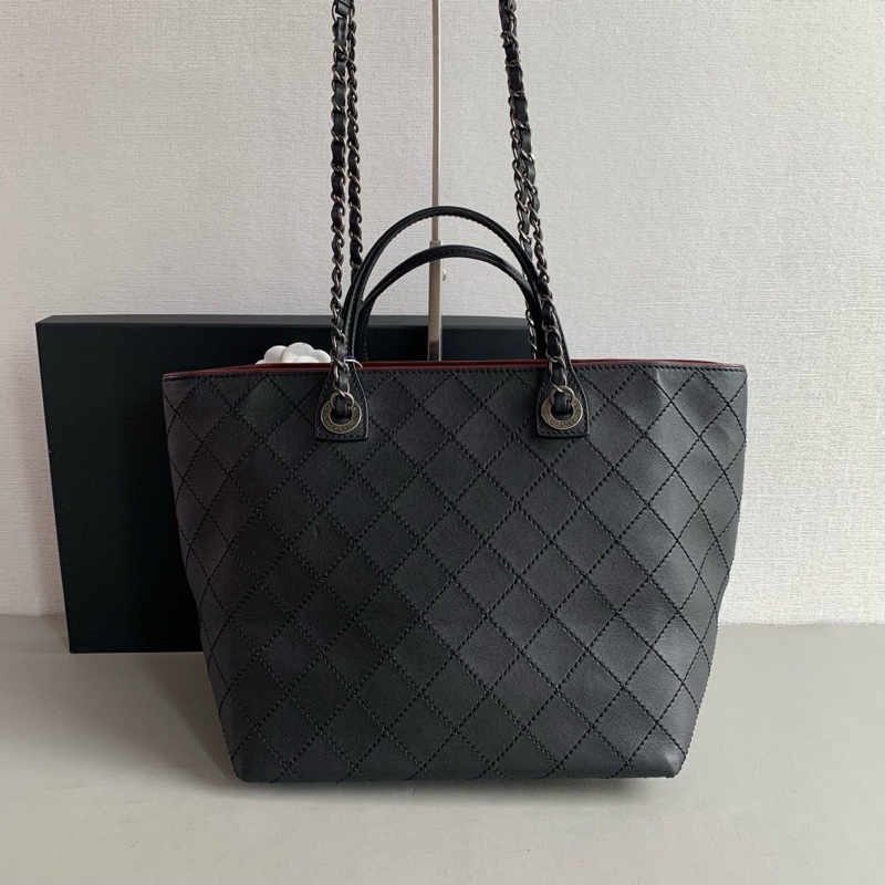 Chanel 黑銀牛皮tote 購物袋🖤-4