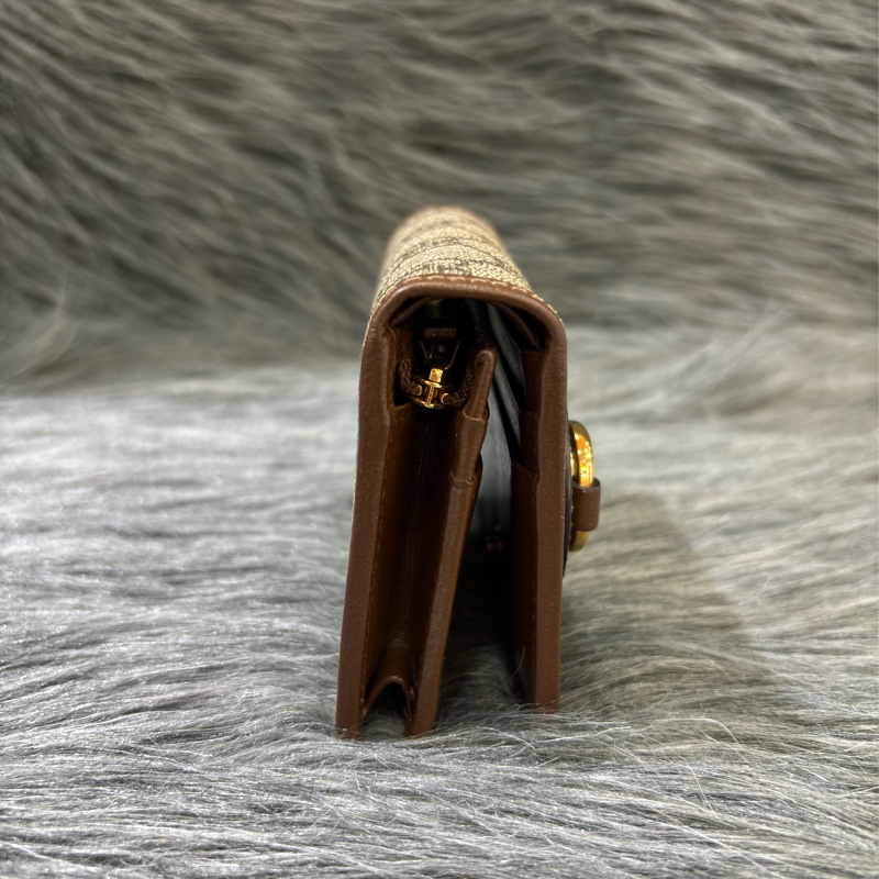 GUCCI 621887 1955 GG老花字紋原花 咖啡牛皮 金屬 馬銜 防水 拉鍊 零錢包 短夾 皮夾 錢包-1