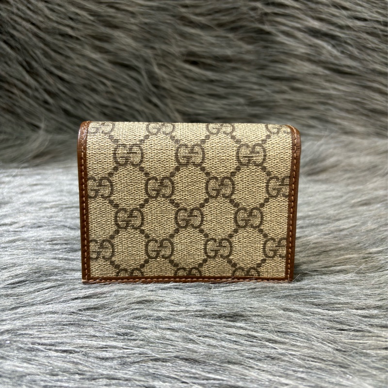 GUCCI 621887 1955 GG老花字紋原花 咖啡牛皮 金屬 馬銜 防水 拉鍊 零錢包 短夾 皮夾 錢包-2
