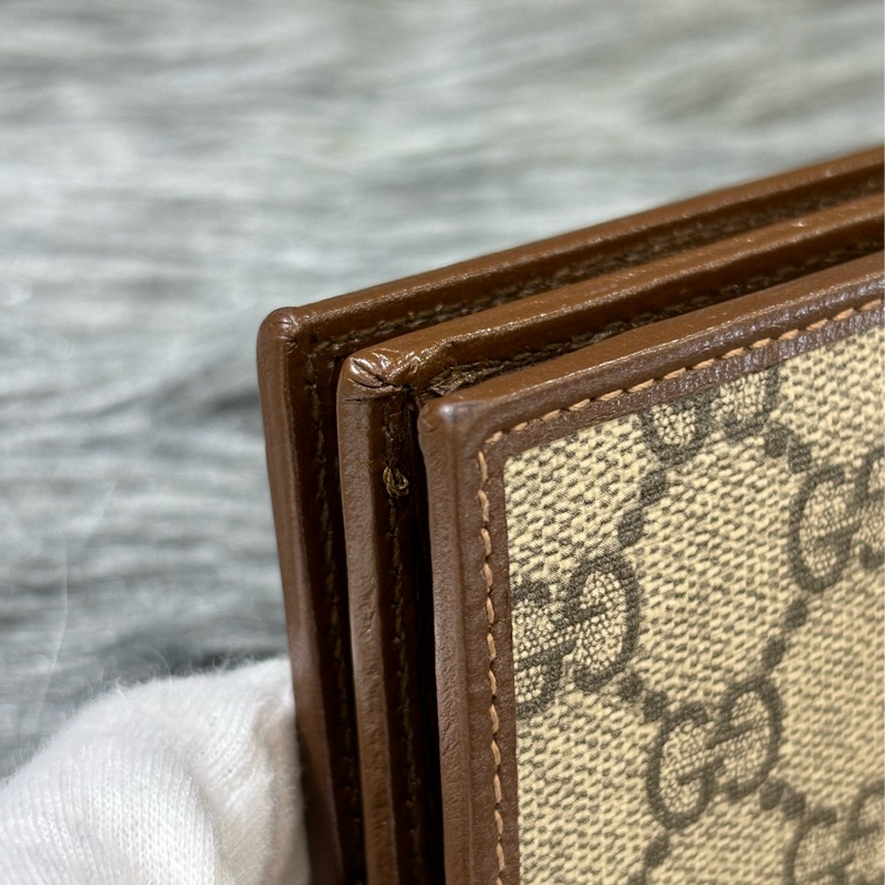 GUCCI 621887 1955 GG老花字紋原花 咖啡牛皮 金屬 馬銜 防水 拉鍊 零錢包 短夾 皮夾 錢包-9