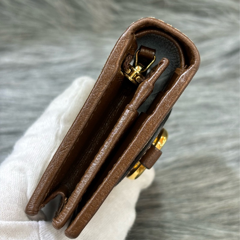 GUCCI 621887 1955 GG老花字紋原花 咖啡牛皮 金屬 馬銜 防水 拉鍊 零錢包 短夾 皮夾 錢包-12