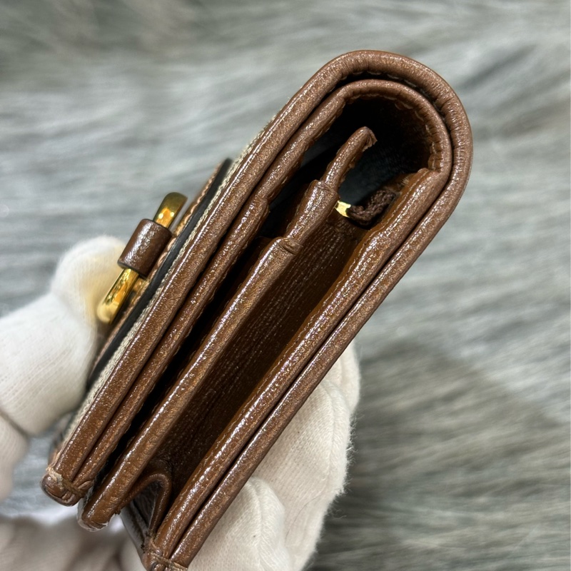 GUCCI 621887 1955 GG老花字紋原花 咖啡牛皮 金屬 馬銜 防水 拉鍊 零錢包 短夾 皮夾 錢包-13