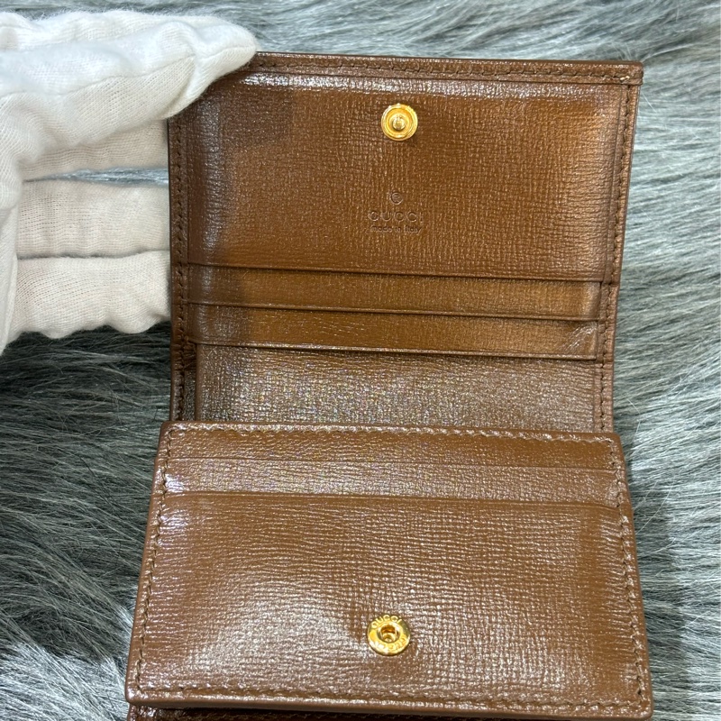 GUCCI 621887 1955 GG老花字紋原花 咖啡牛皮 金屬 馬銜 防水 拉鍊 零錢包 短夾 皮夾 錢包-14