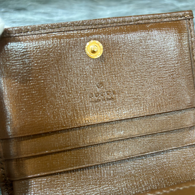 GUCCI 621887 1955 GG老花字紋原花 咖啡牛皮 金屬 馬銜 防水 拉鍊 零錢包 短夾 皮夾 錢包-15