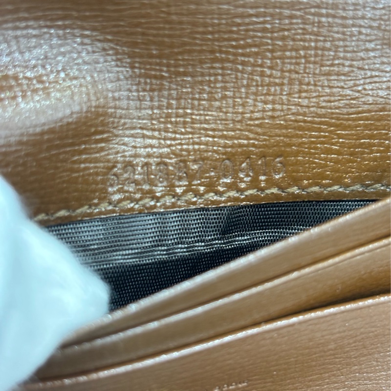 GUCCI 621887 1955 GG老花字紋原花 咖啡牛皮 金屬 馬銜 防水 拉鍊 零錢包 短夾 皮夾 錢包-23
