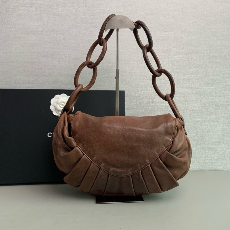 Chanel vintage 棕色巧克力水餃包🤎-4