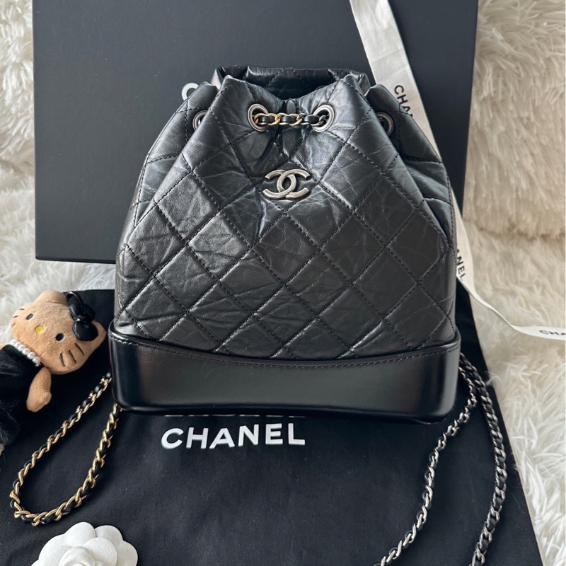 全新Chanel 流浪背包 鴛鴦鏈條 牛皮 黑色 小號 雙肩 單肩 手提-0