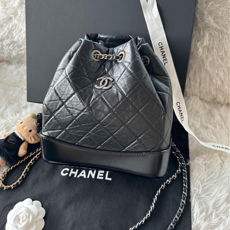 全新Chanel 流浪背包 鴛鴦鏈條 牛皮 黑色 小號 雙肩 單肩 手提-1