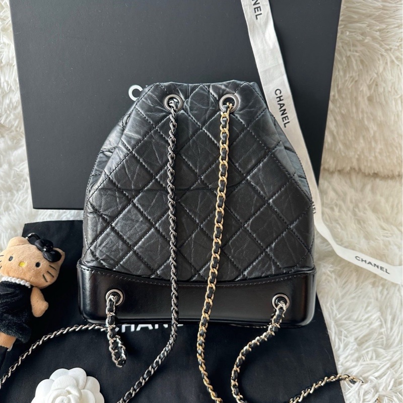 全新Chanel 流浪背包 鴛鴦鏈條 牛皮 黑色 小號 雙肩 單肩 手提-2