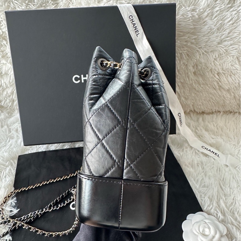 全新Chanel 流浪背包 鴛鴦鏈條 牛皮 黑色 小號 雙肩 單肩 手提-3
