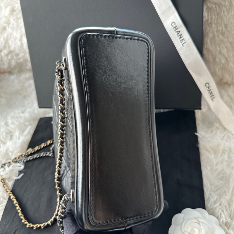 全新Chanel 流浪背包 鴛鴦鏈條 牛皮 黑色 小號 雙肩 單肩 手提-5