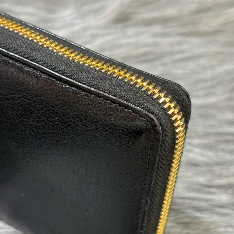 BALENCIAGA 390187 Continental 巴黎世家 黑色山羊皮 金釦 拉鍊 零錢 發財包 長夾 皮夾-12