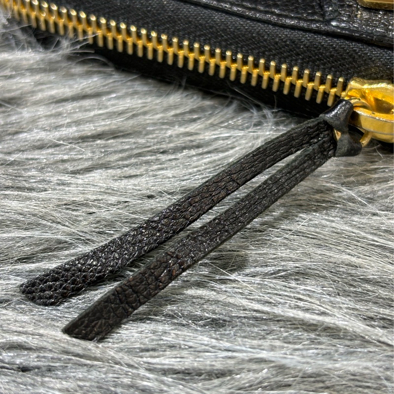 BALENCIAGA 390187 Continental 巴黎世家 黑色山羊皮 金釦 拉鍊 零錢 發財包 長夾 皮夾-16