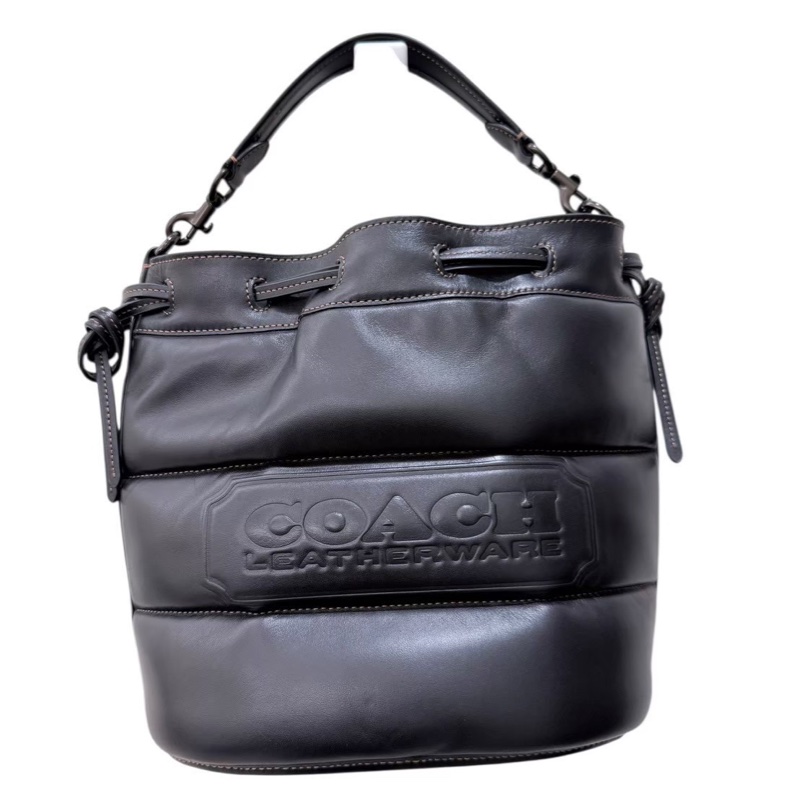 COACH 黑色蓬蓬皮質肩背/手提包-0