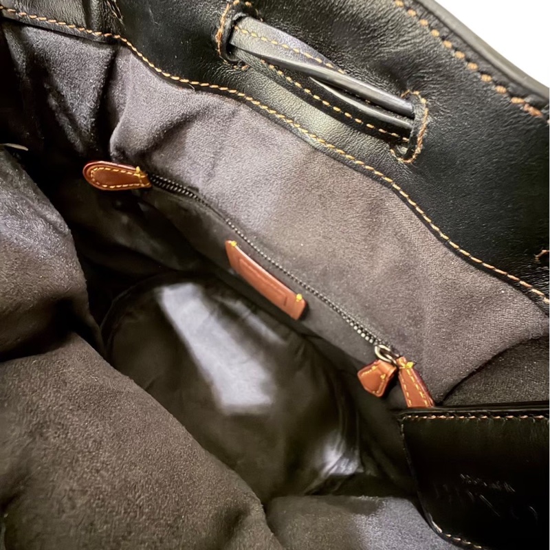 COACH 黑色蓬蓬皮質肩背/手提包-4