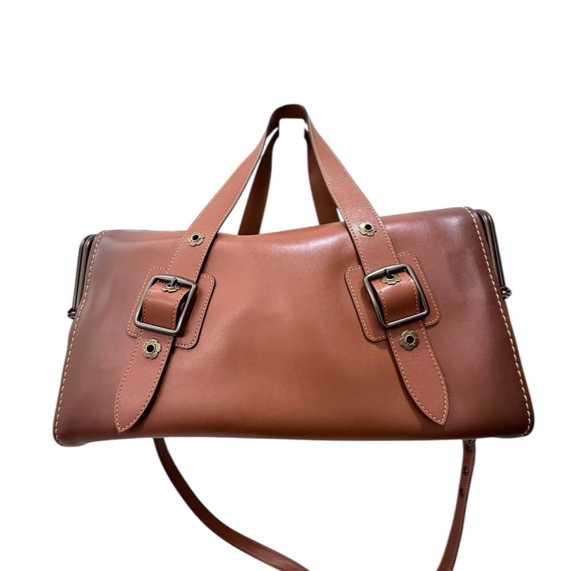 COACH 棕色皮質肩背包-0