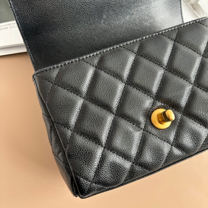 ::CHANEL:: 黑色荔枝紋牛皮 金雙C 雙鍊條皮穿鏈 手提斜背包-14