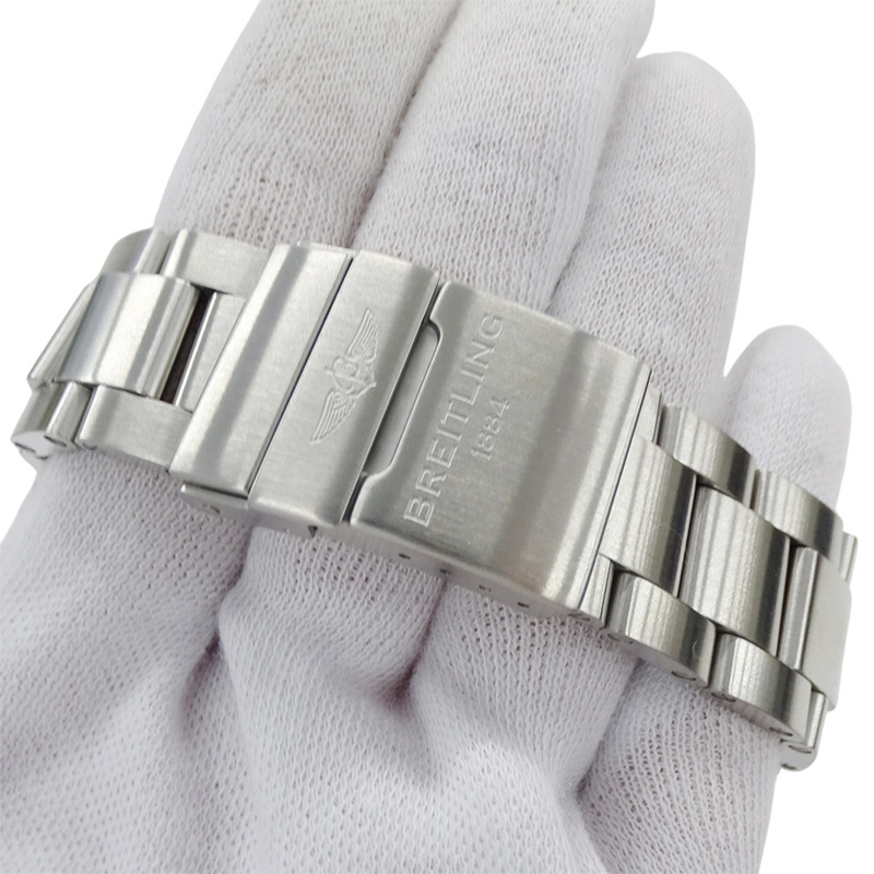 百年靈超級海洋 44 A17367 男士自動腕錶，帶日期顯示，不銹鋼，銀色/黑色，拋光-4