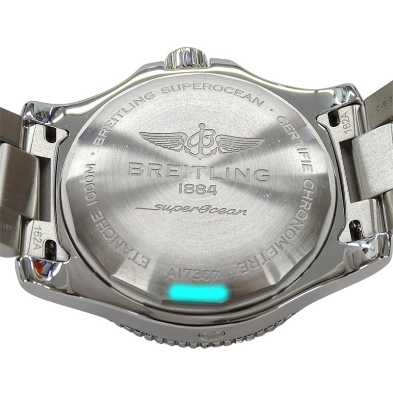 百年靈超級海洋 44 A17367 男士自動腕錶，帶日期顯示，不銹鋼，銀色/黑色，拋光-5