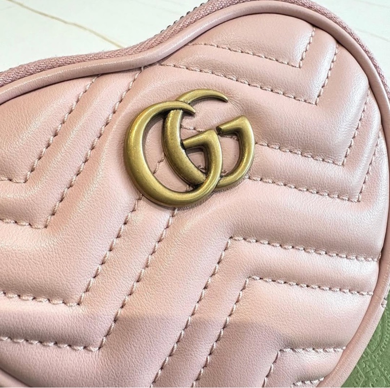 *SHIHNA名牌精品*GUCCI GG Marmont 系列心型零皮夾淺粉紅-1
