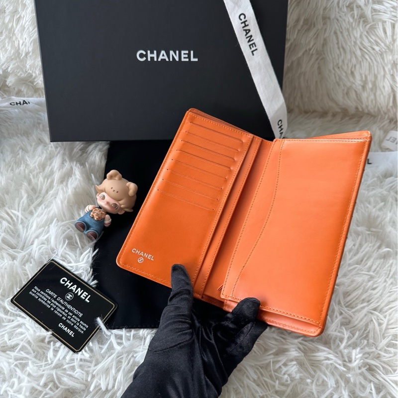 香奈兒 Chanel 14s 錢包 漆皮 橘色 長夾-8