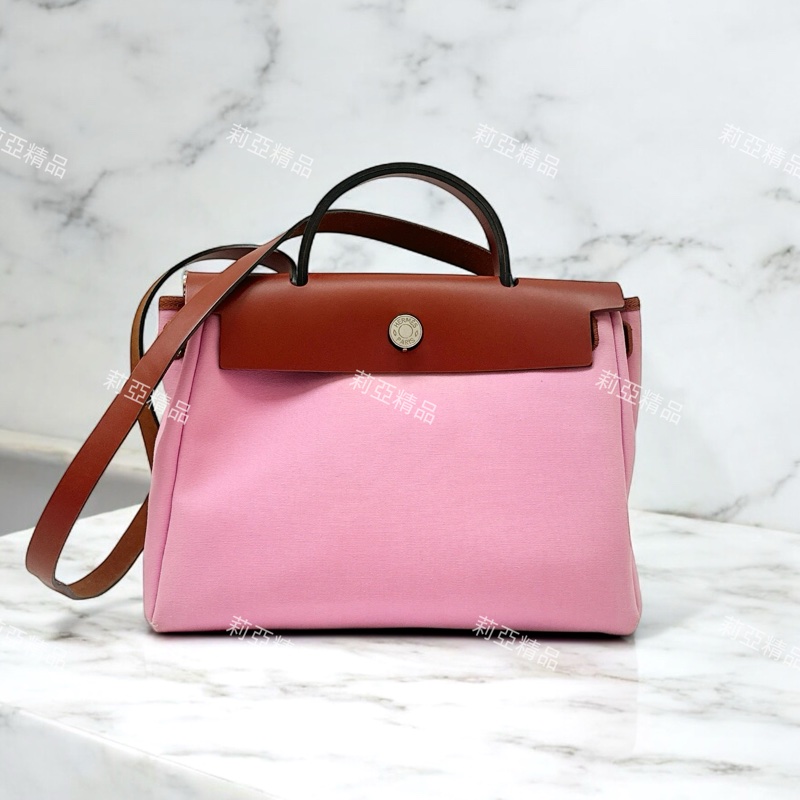 莉亞精品♡ Hermes Herbag31 桃粉 y刻 二手美包-0
