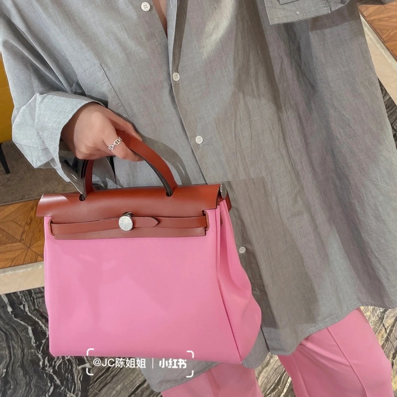莉亞精品♡ Hermes Herbag31 桃粉 y刻 二手美包-1