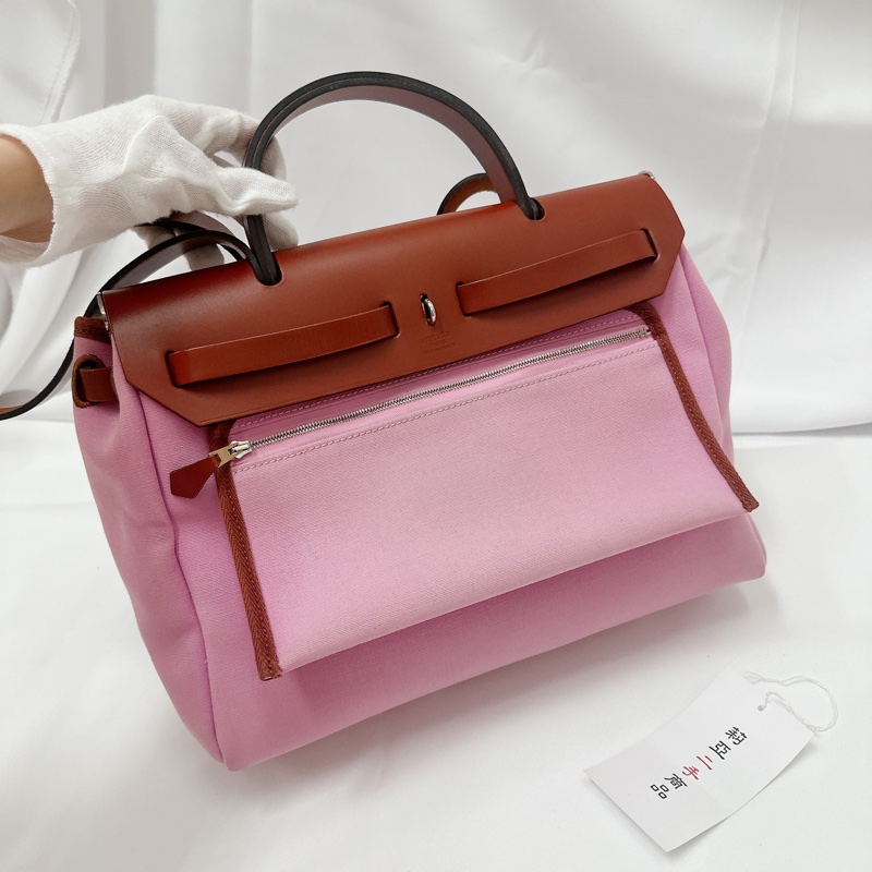 莉亞精品♡ Hermes Herbag31 桃粉 y刻 二手美包-3