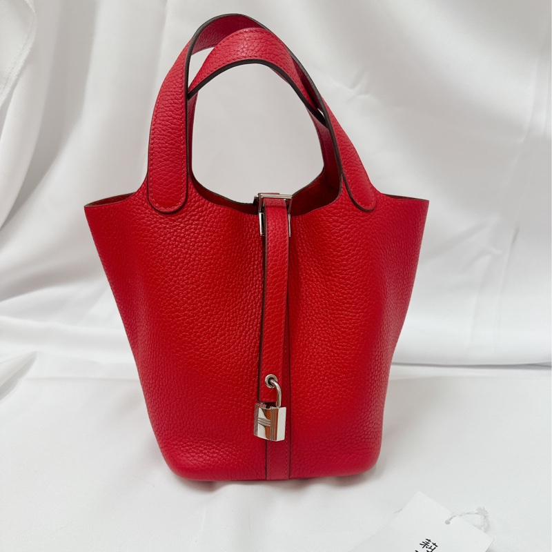 莉亞精品♡ Hermes p18 紅銀 y刻 二手美包-1