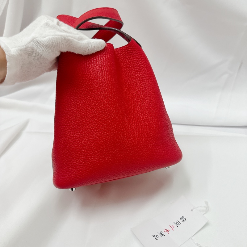 莉亞精品♡ Hermes p18 紅銀 y刻 二手美包-4