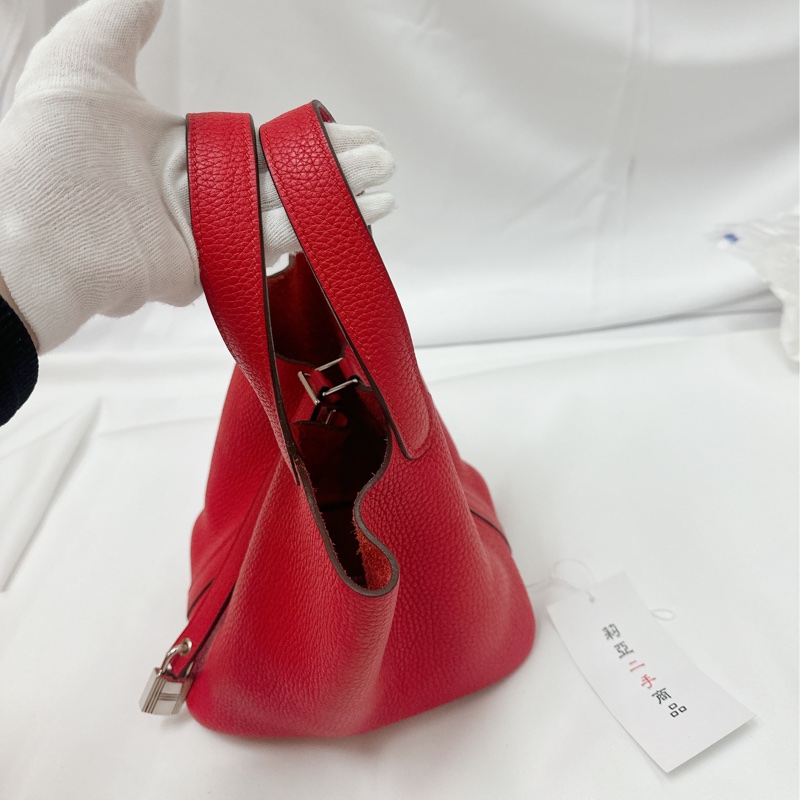 莉亞精品♡ Hermes p18 紅銀 y刻 二手美包-10