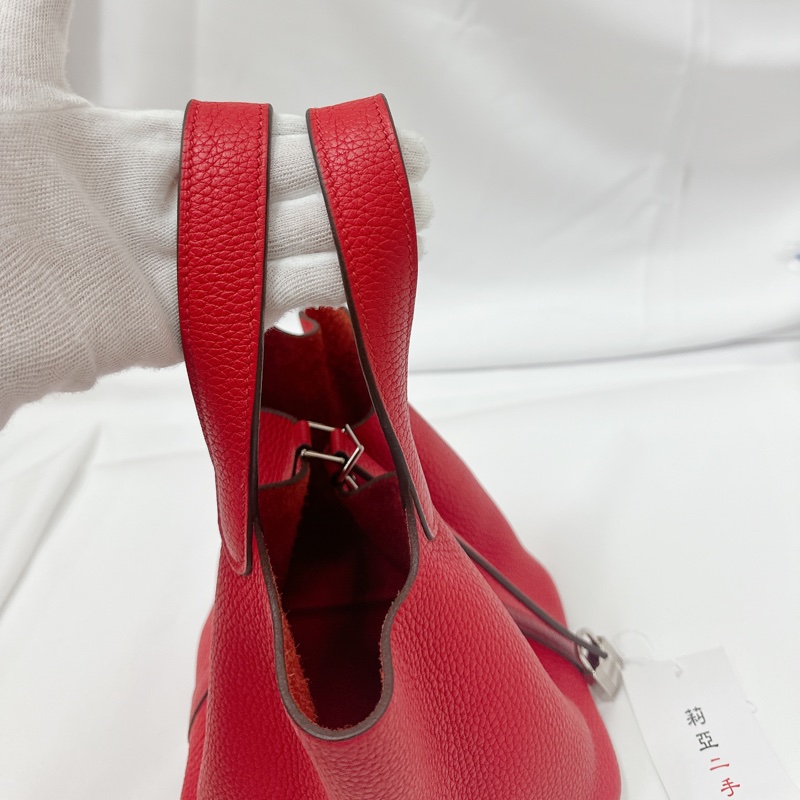 莉亞精品♡ Hermes p18 紅銀 y刻 二手美包-11