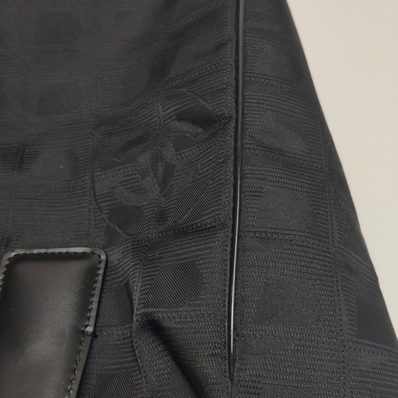 Chanel Travel Line 牛皮 尼龍布 冰格紋 中古 單肩包-14