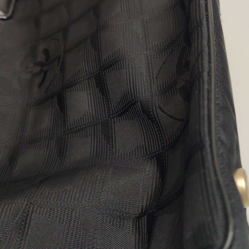 Chanel Travel Line 牛皮 尼龍布 冰格紋 中古 單肩包-15