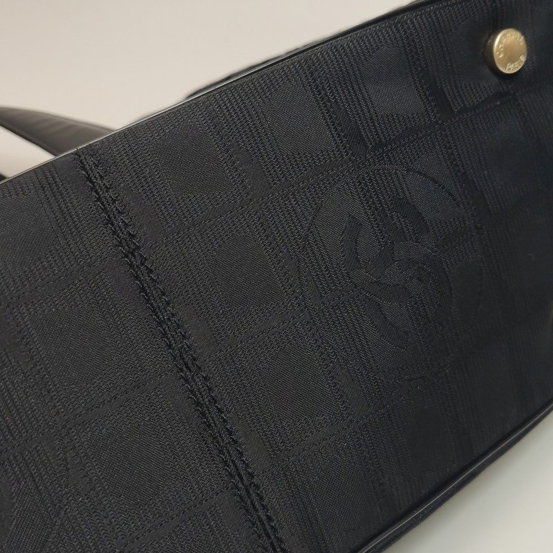 Chanel Travel Line 牛皮 尼龍布 冰格紋 中古 單肩包-16