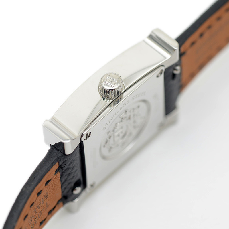 愛馬仕 H 迷你腕錶 女款 銀色錶盤 皮革錶帶 石英機芯 HH1.110-2