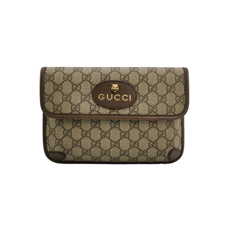 Gucci Neo Vintage 牛皮老花虎頭腰包胸包-0