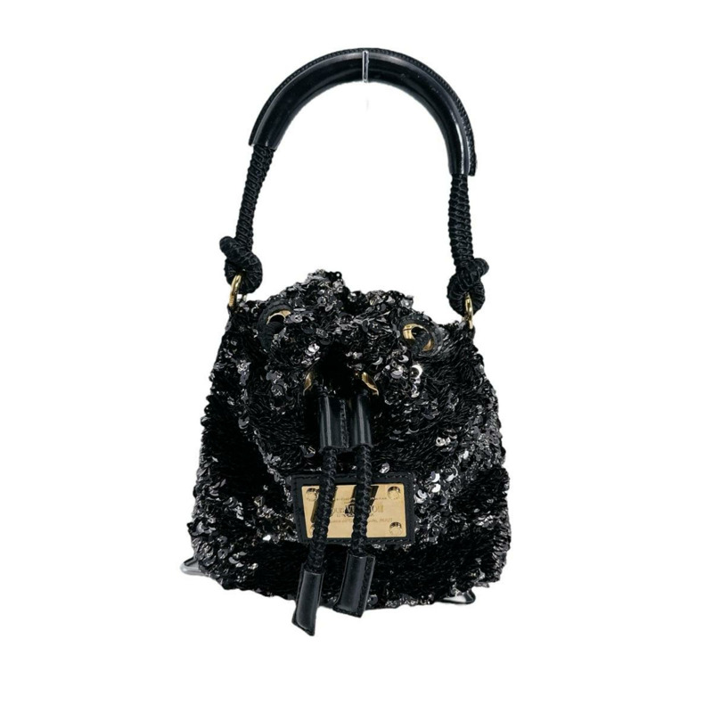 Louis Vuitton Mini No Elococo 抽繩亮片手提包,黑色,M40322-0