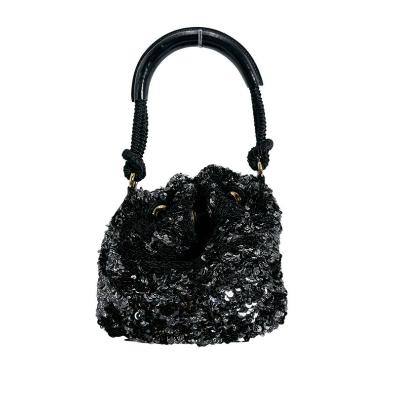 Louis Vuitton Mini No Elococo 抽繩亮片手提包,黑色,M40322-1