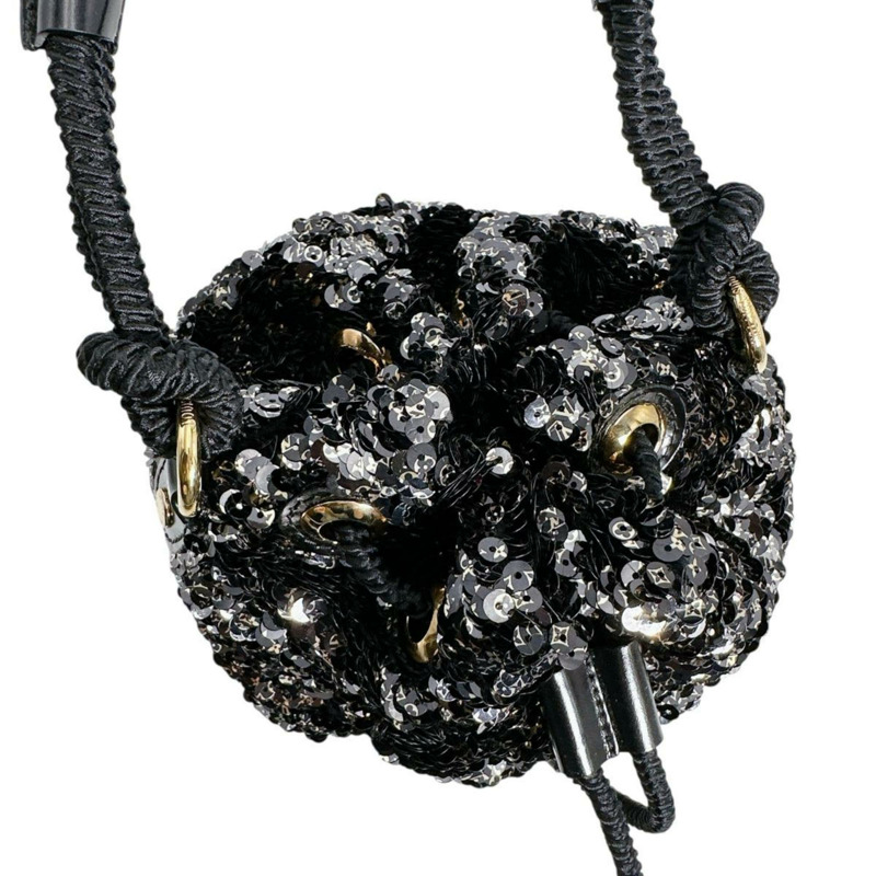 Louis Vuitton Mini No Elococo 抽繩亮片手提包,黑色,M40322-9