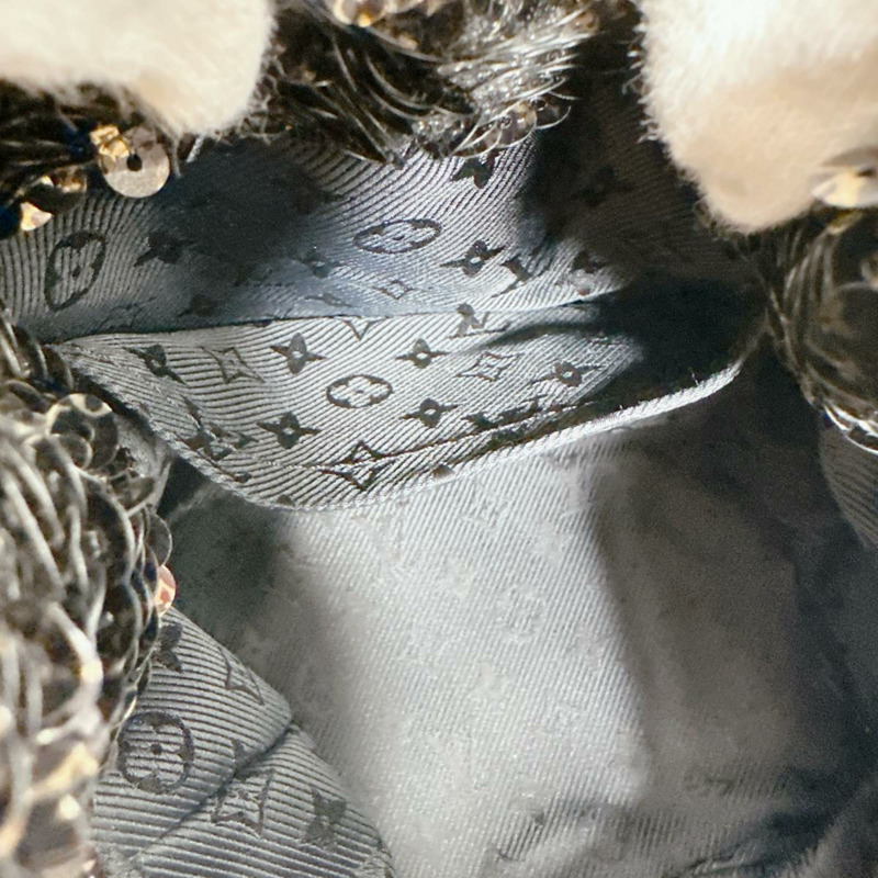 Louis Vuitton Mini No Elococo 抽繩亮片手提包,黑色,M40322-12